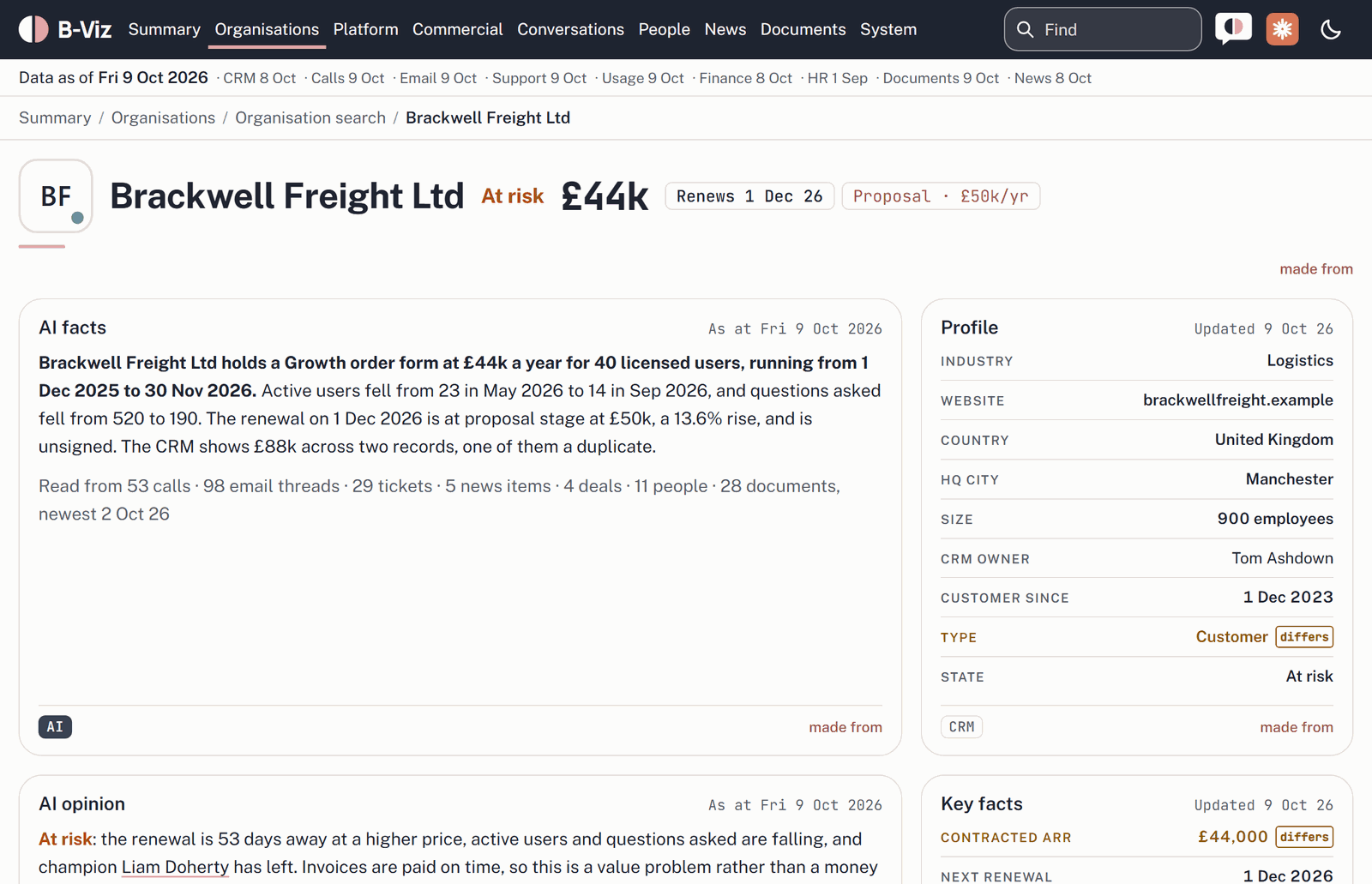 Screenshot: Customer briefing