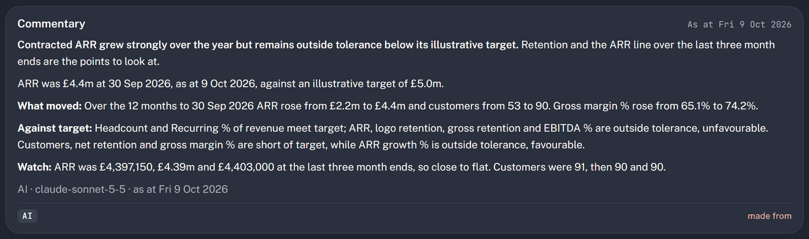 Screenshot: The AI on the numbers