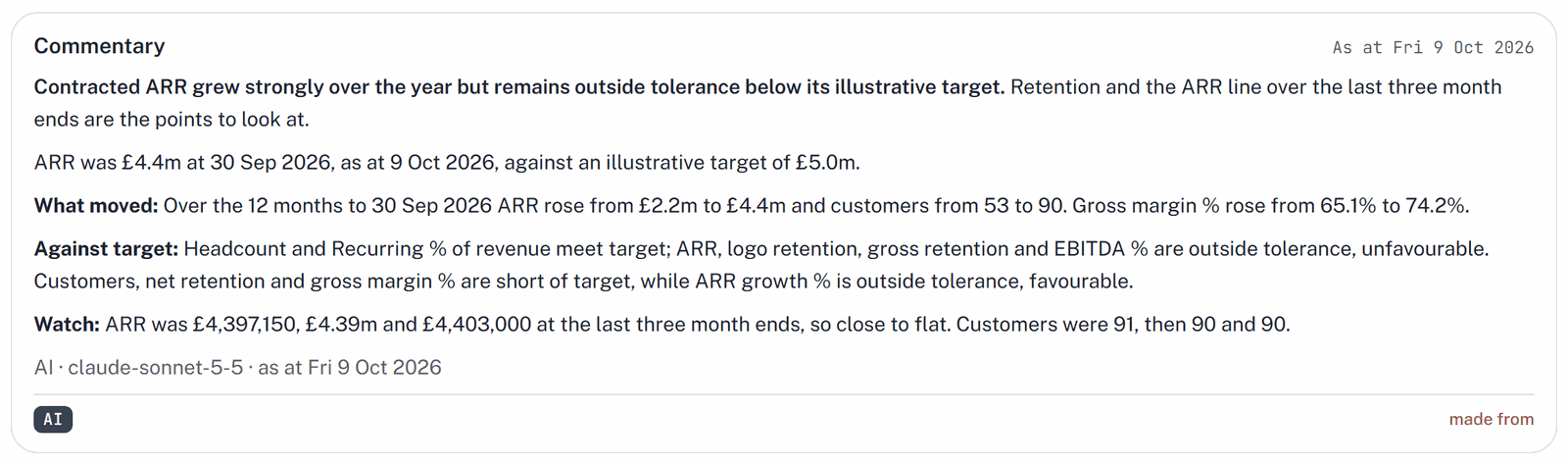 Screenshot: The AI on the numbers